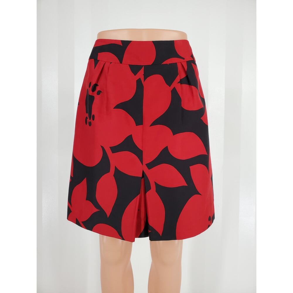 ETCETERA Women's Black & Red Floral Print Pleated Skirt Sz 0 - Picture 1 of 6